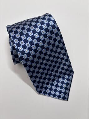 Nautica 100% Silk Wide Tie In Blue & Yellow Checks